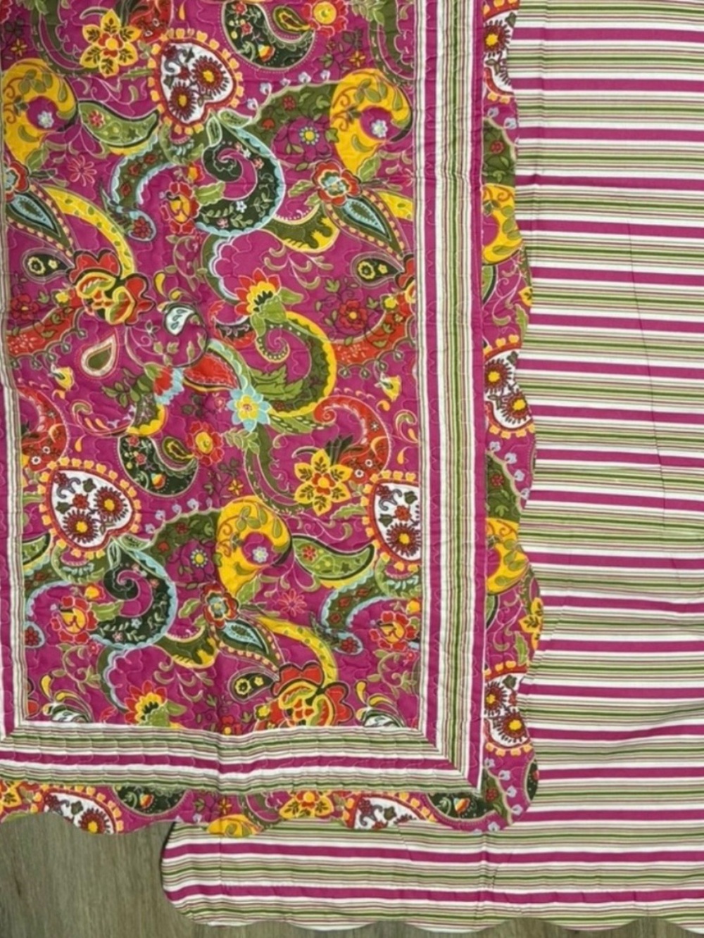 Lavish Home King Quilted Pillow Shams Set Paisley Floral Pink Green NWOT